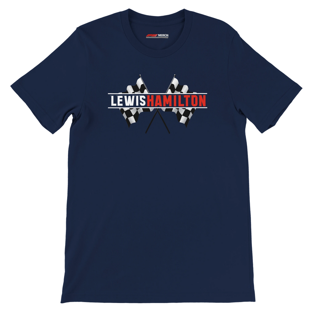 f111 merch navy color t-shirt1 with lewis-hamilton branding.