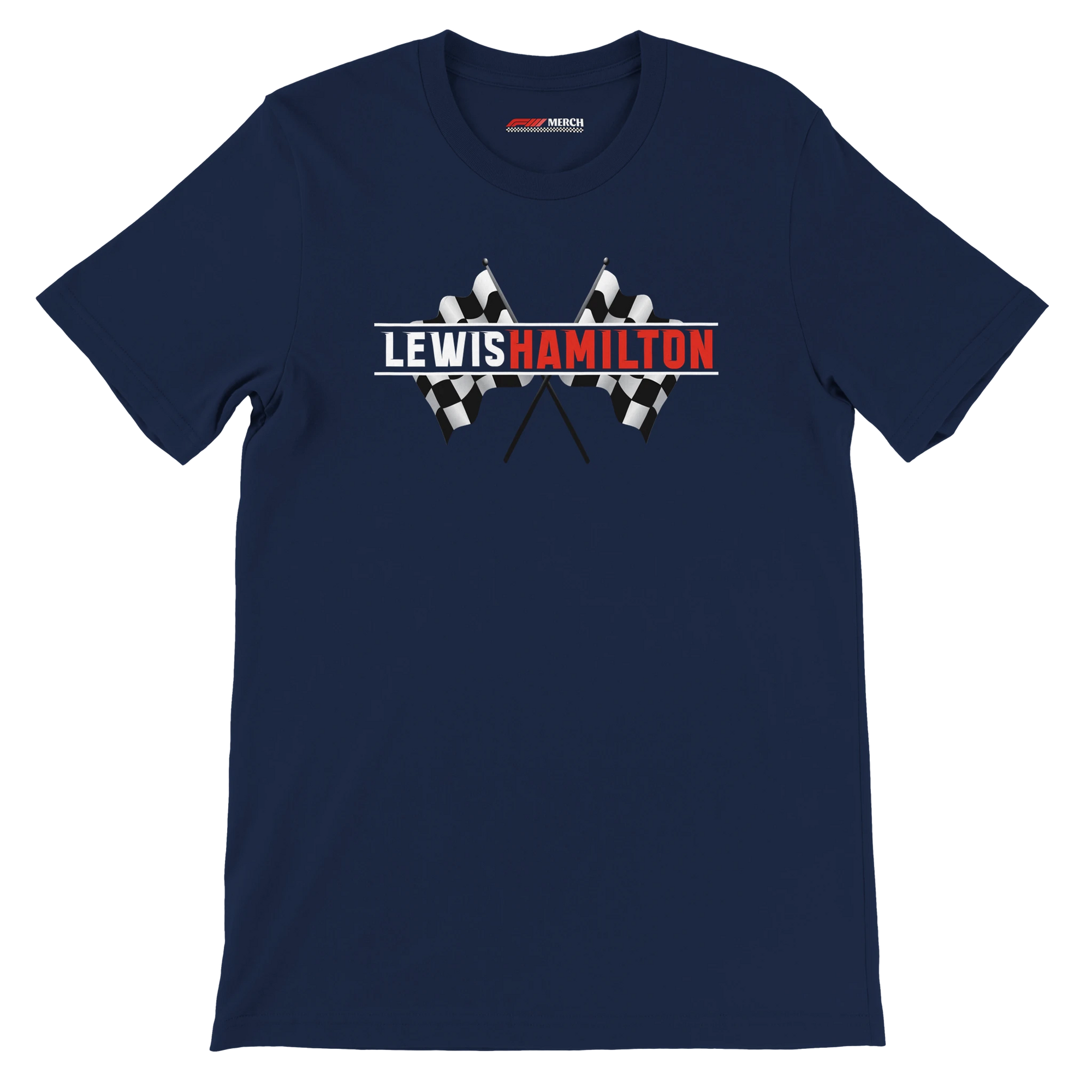 f111 merch navy color t-shirt1 with lewis-hamilton branding.