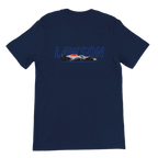 f111 merch navy color t-shirt1 with liam-lawson branding.