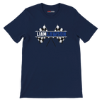 f111 merch navy color t-shirt1 with liam-lawson branding.