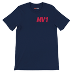 f111 merch navy color t-shirt1 with max-verstappen branding.