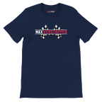 f111 merch navy color t-shirt1 with max-verstappen branding.