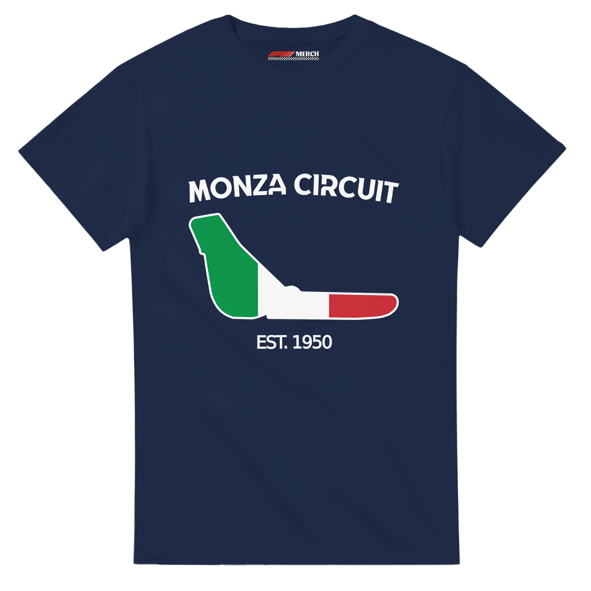 f111 merch navy color t-shirt1 with monza-circuit branding.