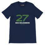 f111 merch navy color t-shirt1 with nico-hulkenberg branding.