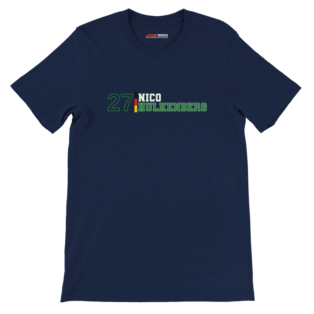 f111 merch navy color t-shirt1 with nico-hulkenberg branding.