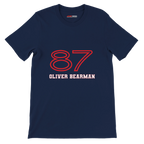 f111 merch navy color t-shirt1 with oliver-bearman branding.