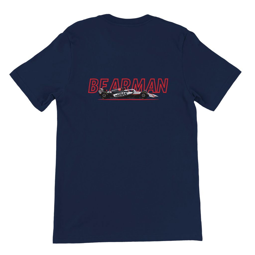 f111 merch navy color t-shirt1 with oliver-bearman branding.