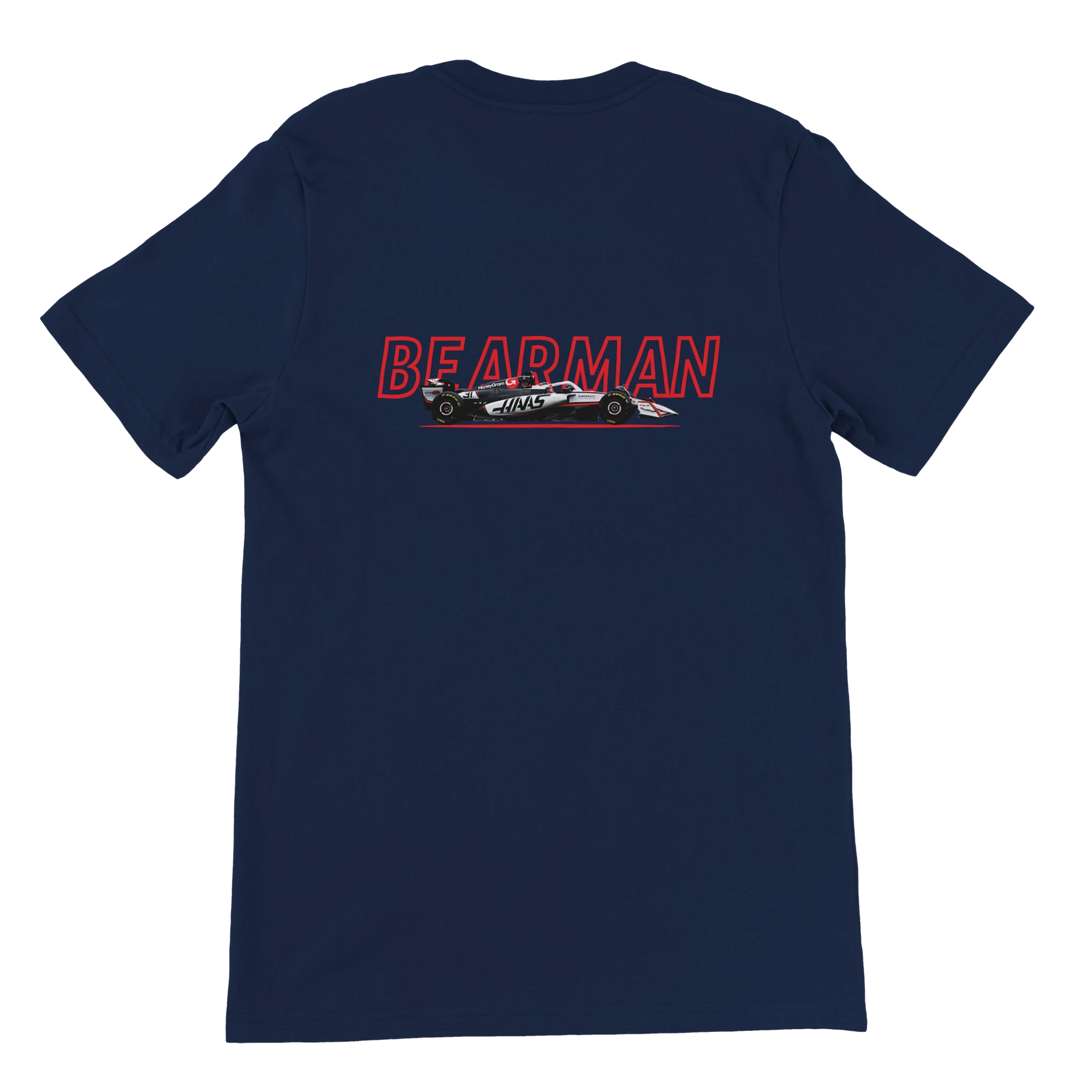 f111 merch navy color t-shirt1 with oliver-bearman branding.