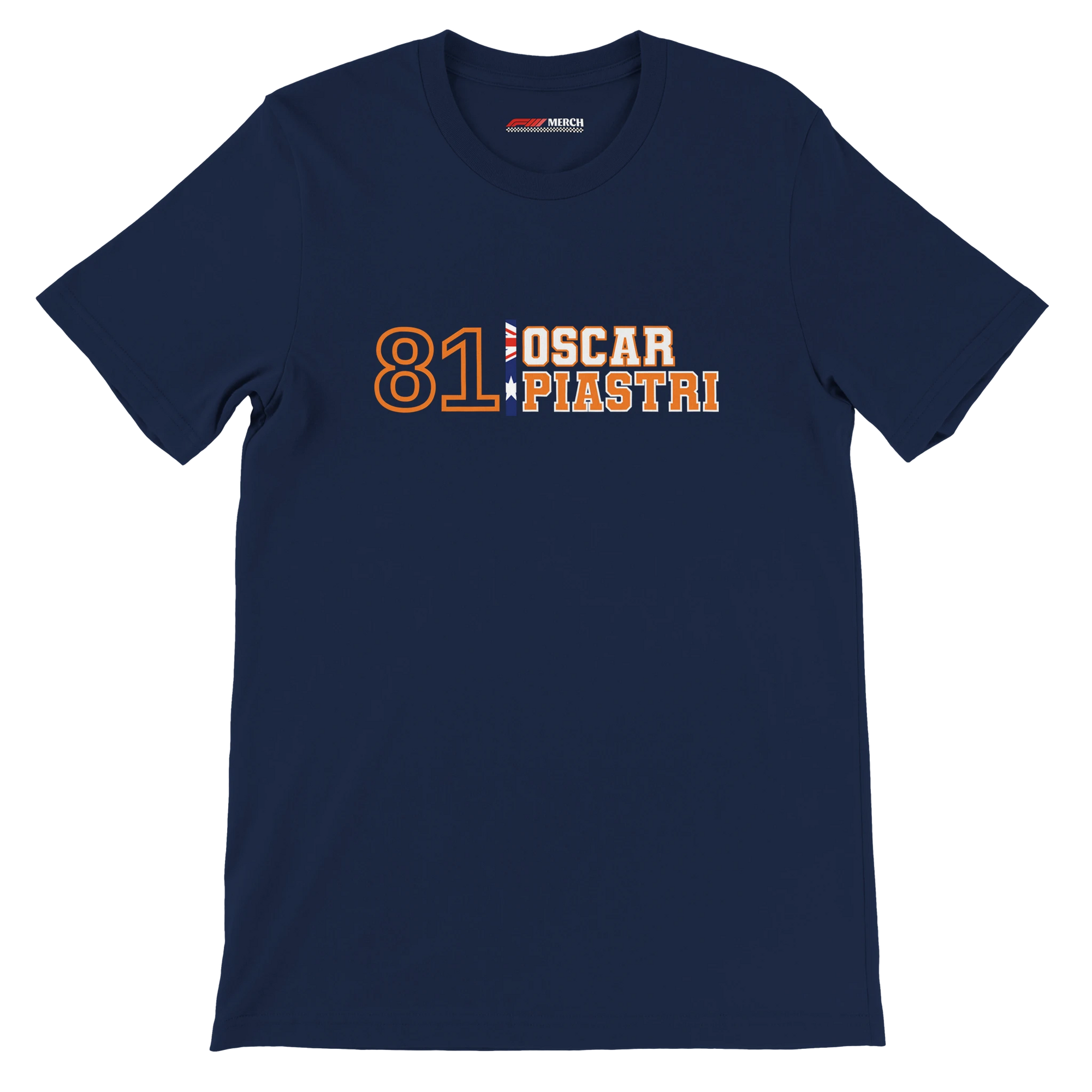 f111 merch navy color t-shirt1 with oscar-piastri branding.