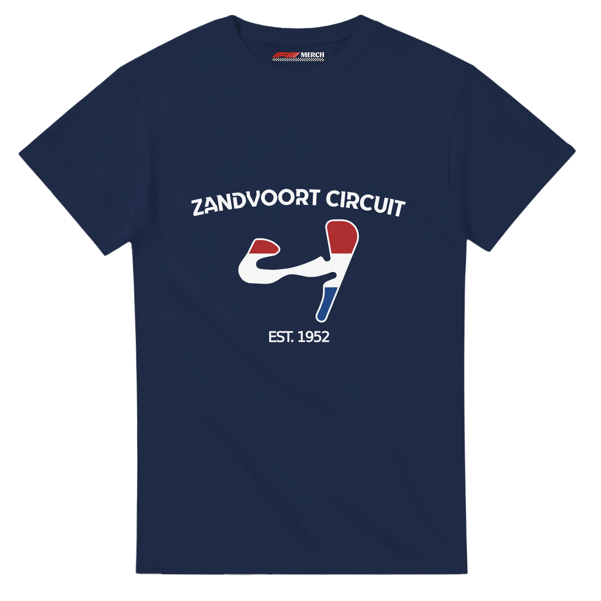 f111 merch navy color t-shirt1 with zandvoort-circuit branding.