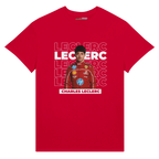f111 merch red color t-shirt1 with charles-leclerc branding.