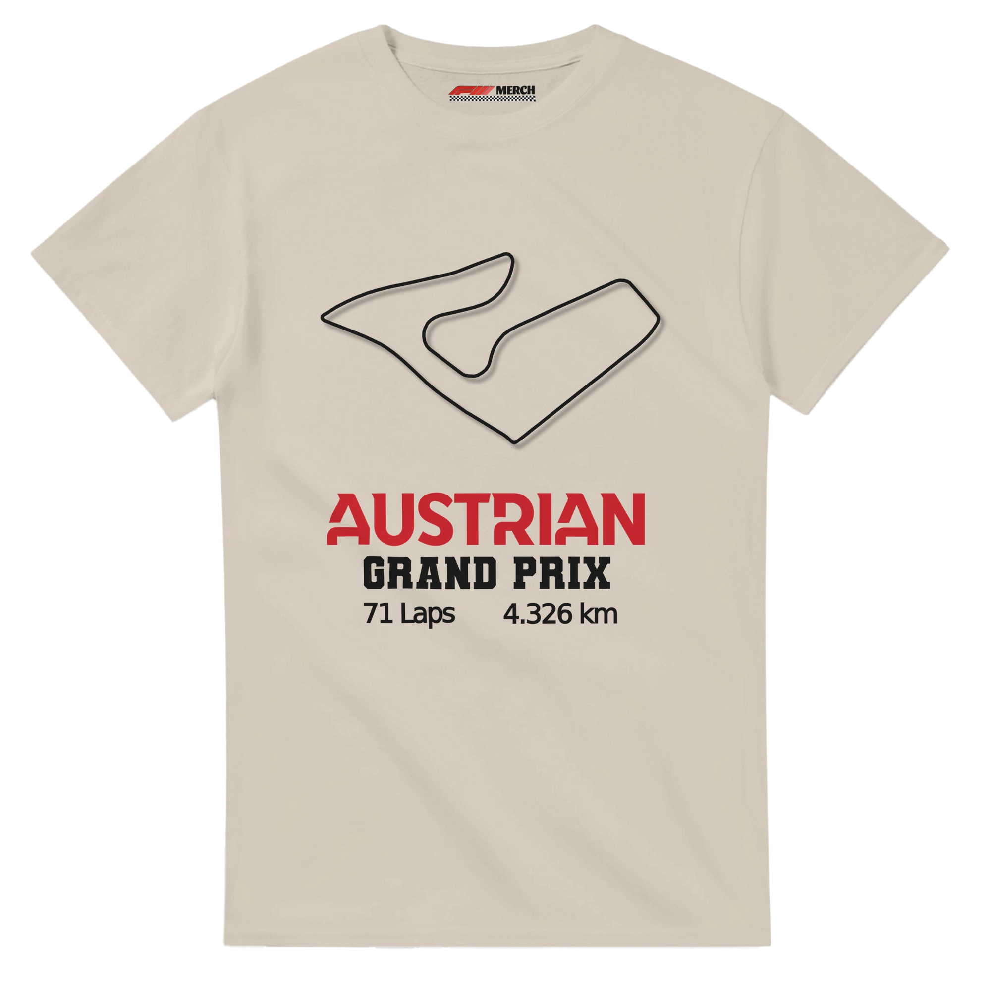 f111 merch sand color t-shirt1 with austrian-grand-prix branding.