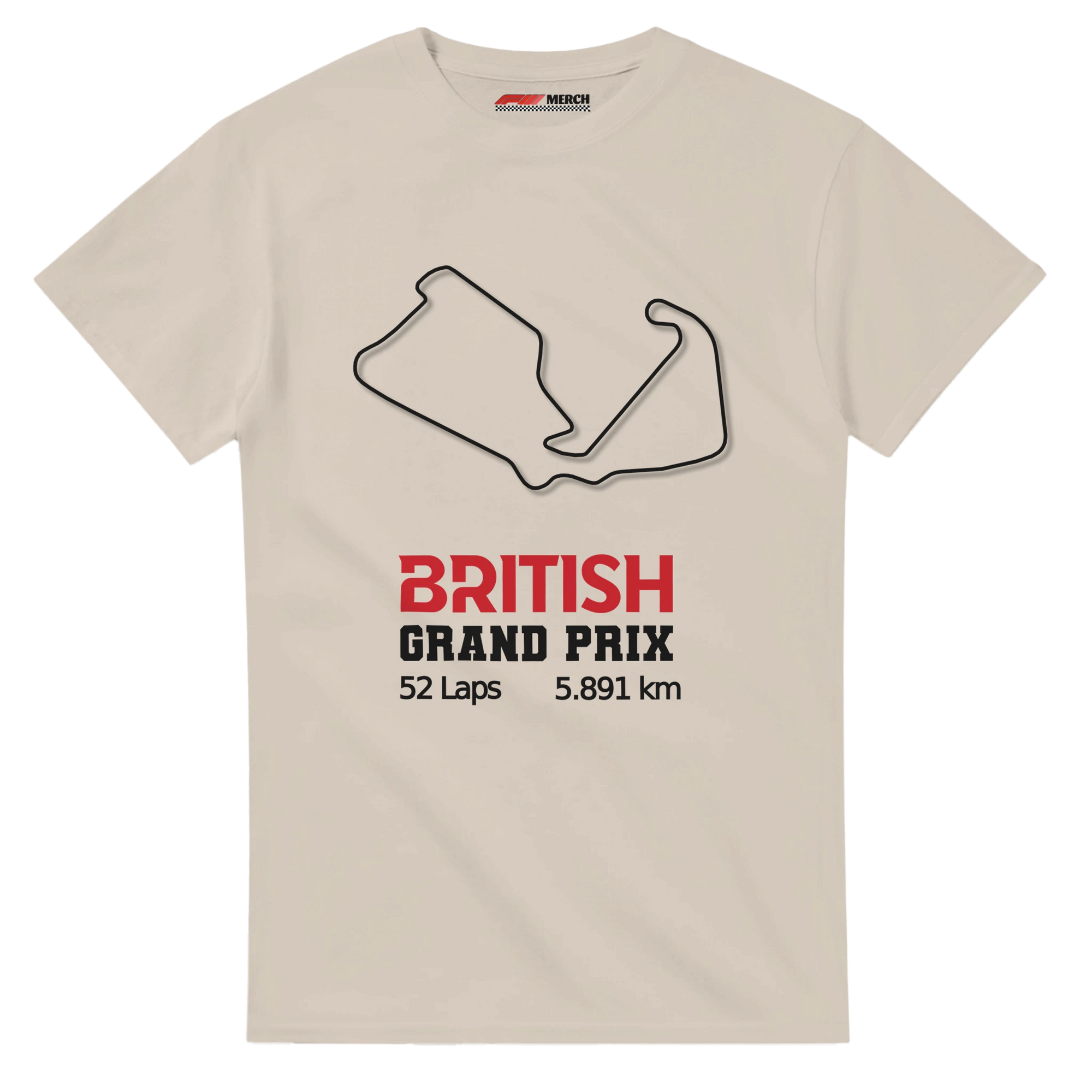 f111 merch sand color t-shirt1 with british-grand-prix branding.