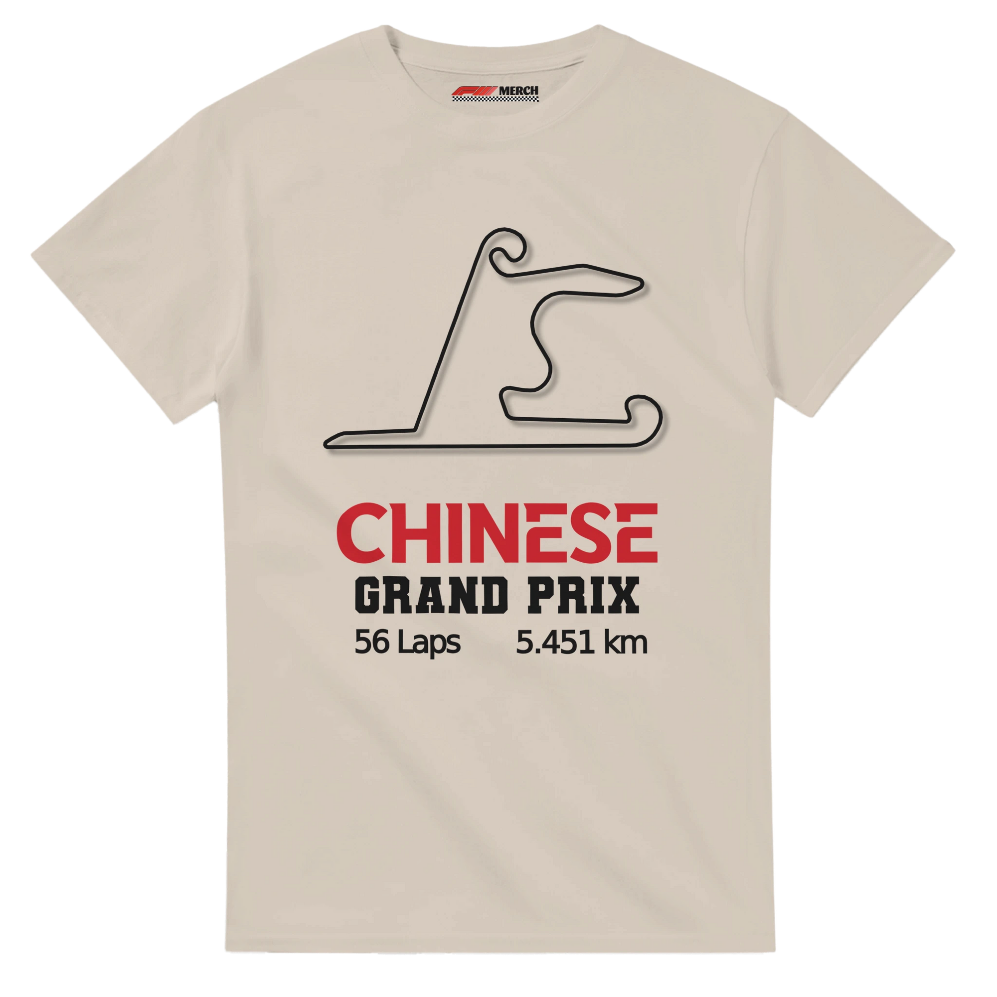 f111 merch sand color t-shirt1 with chinese-grand-prix branding.