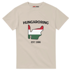 f111 merch sand color t-shirt1 with hungaroring branding.