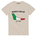 f111 merch sand color t-shirt1 with monza-circuit branding.