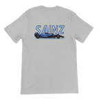 f111 merch silver color t-shirt1 with carlos-sainz branding.