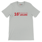 f111 merch silver color t-shirt1 with charles-leclerc branding.