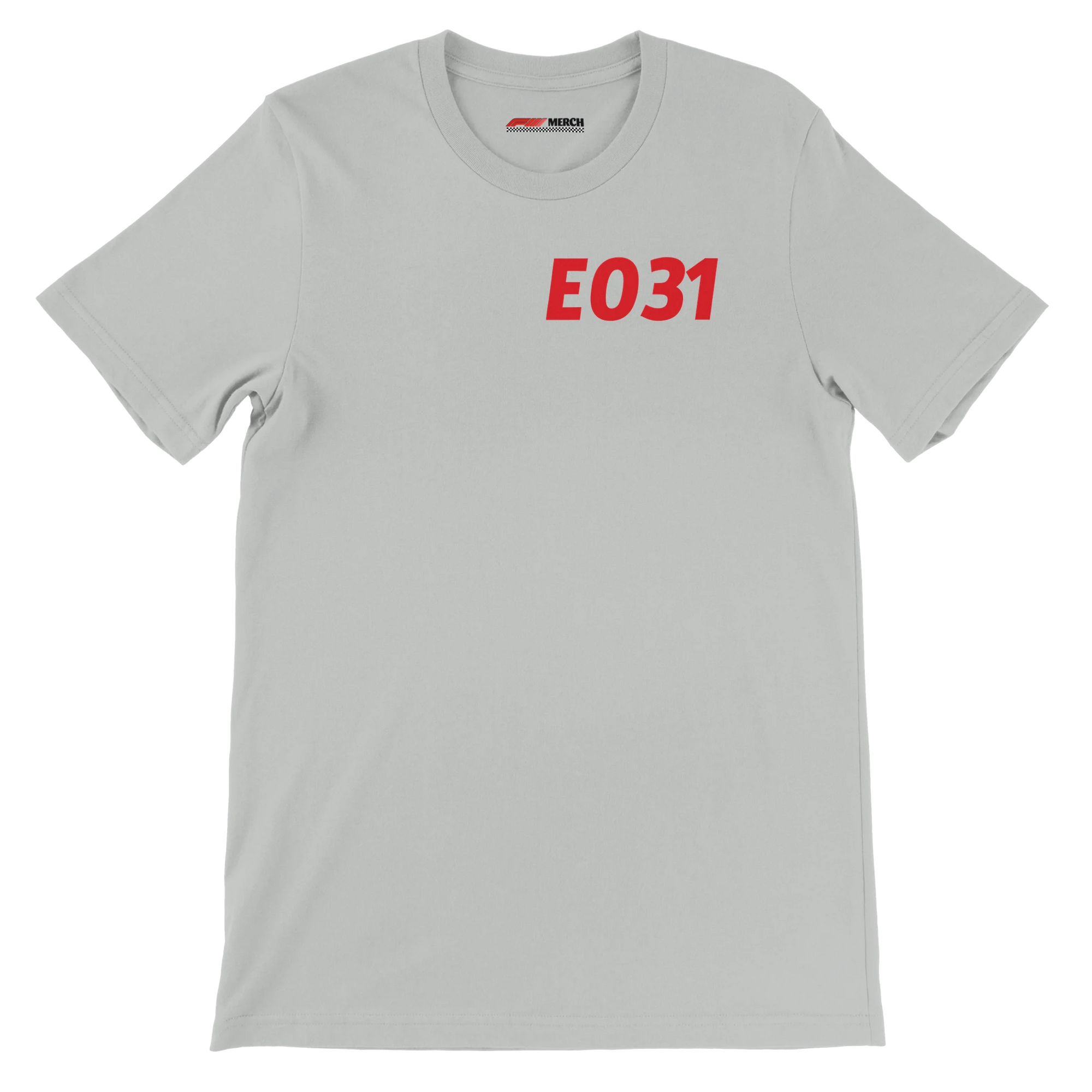 f111 merch silver color t-shirt1 with esteban-ocon branding.