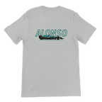f111 merch silver color t-shirt1 with fernando-alonso branding.