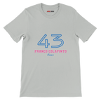 f111 merch silver color t-shirt1 with franco-colapinto branding.