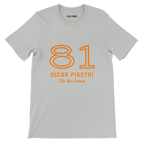 f111 merch silver color t-shirt1 with oscar-piastri branding.