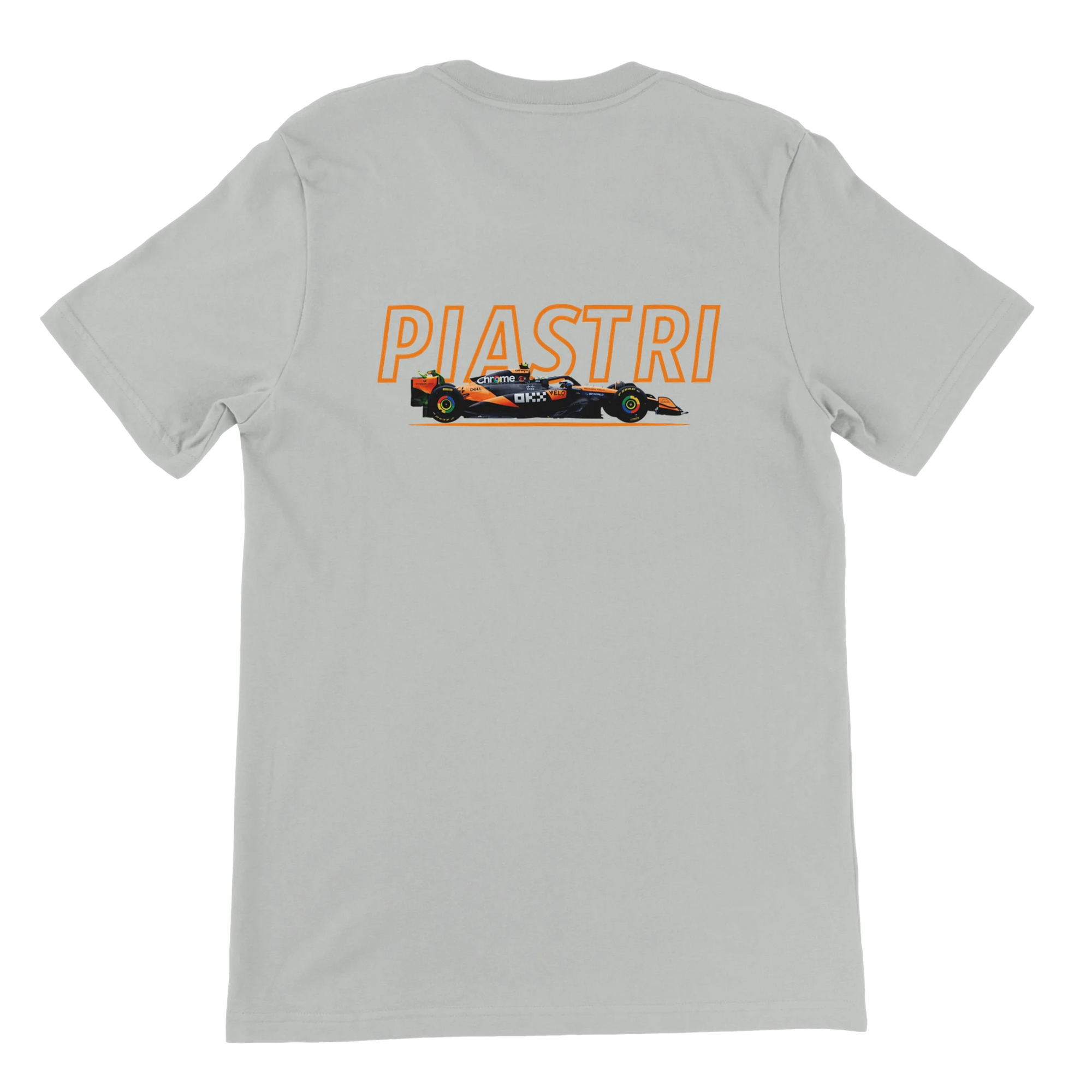 f111 merch silver color t-shirt1 with oscar-piastri branding.