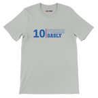 f111 merch silver color t-shirt1 with pierre-gasly branding.