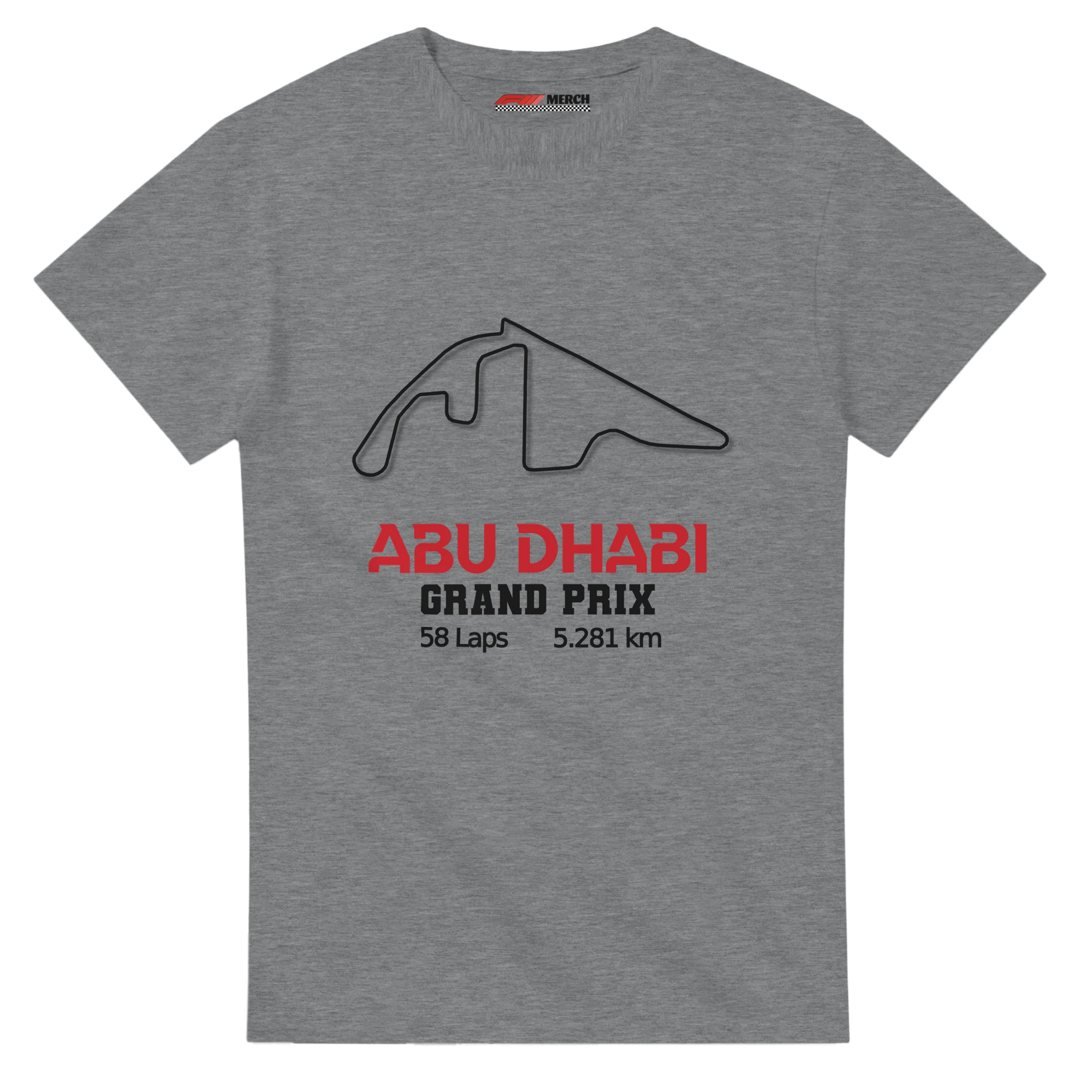 f111 merch sport-grey color t-shirt1 with abu-dhabi-grand-prix branding.