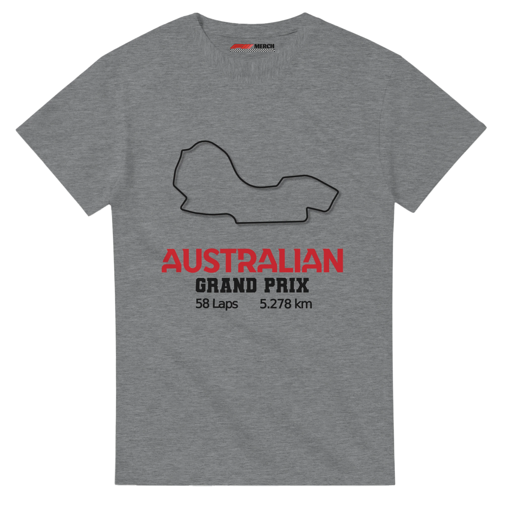 f111 merch sport-grey color t-shirt1 with australian-grand-prix branding.