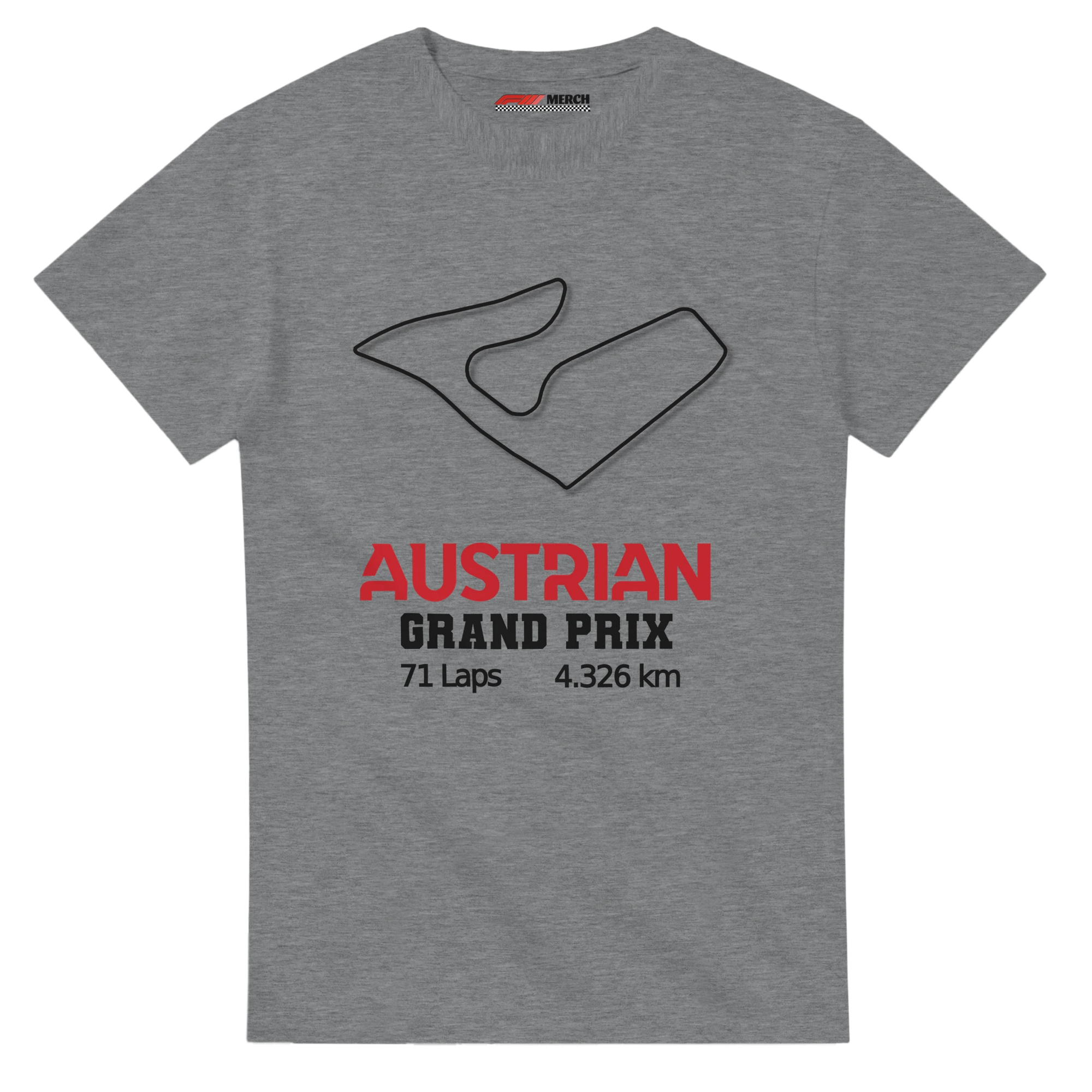 f111 merch sport-grey color t-shirt1 with austrian-grand-prix branding.
