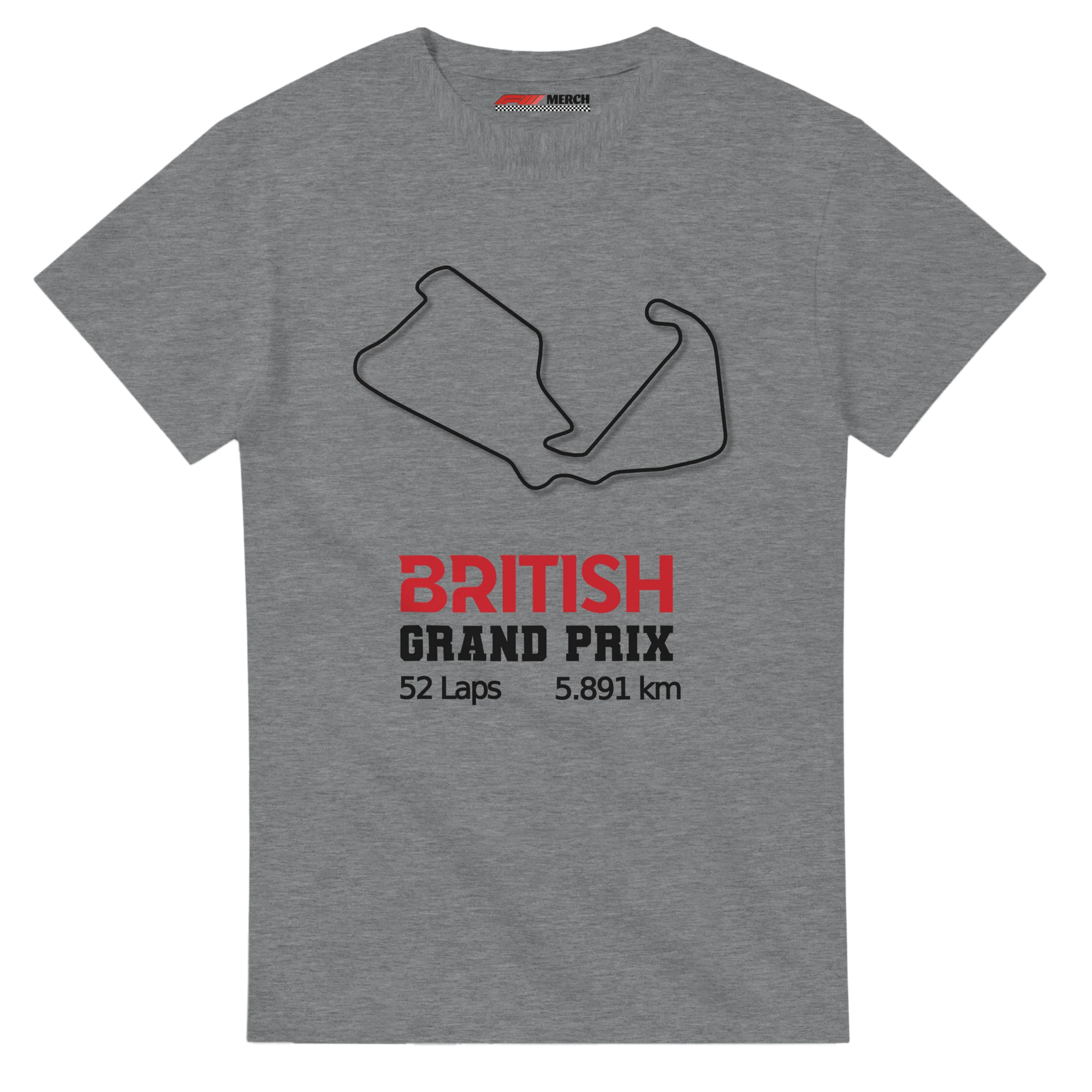 f111 merch sport-grey color t-shirt1 with british-grand-prix branding.