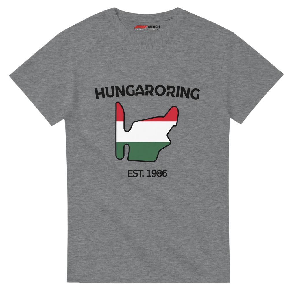f111 merch sport-grey color t-shirt1 with hungaroring branding.