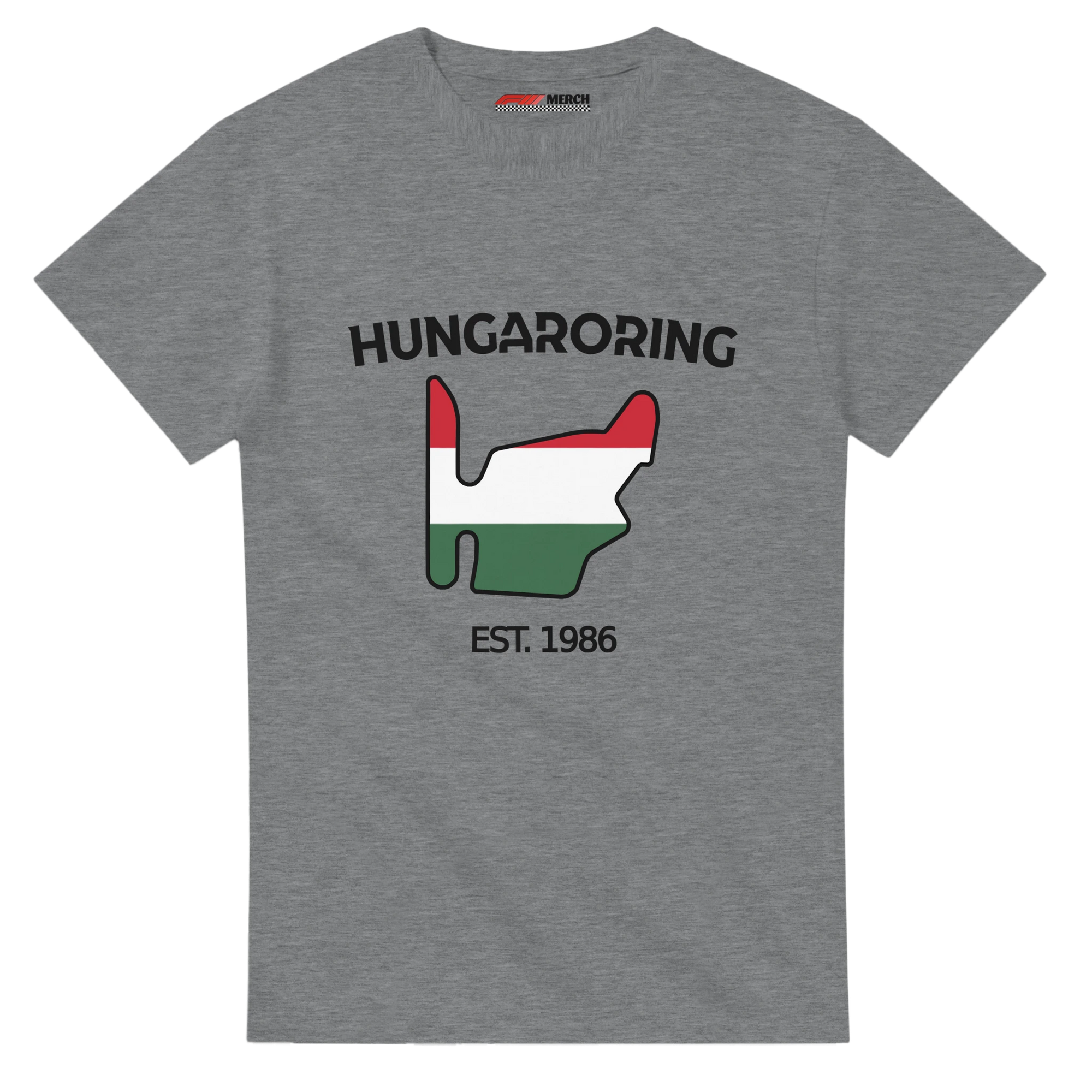 f111 merch sport-grey color t-shirt1 with hungaroring branding.