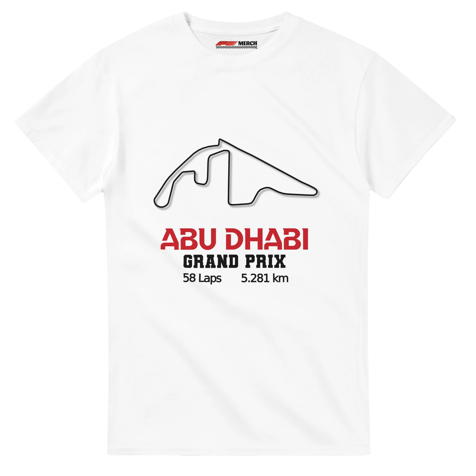 f111 merch white color t-shirt1 with abu-dhabi-grand-prix branding.