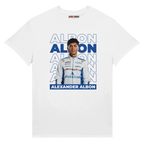 f111 merch white color t-shirt1 with alex-albon branding.