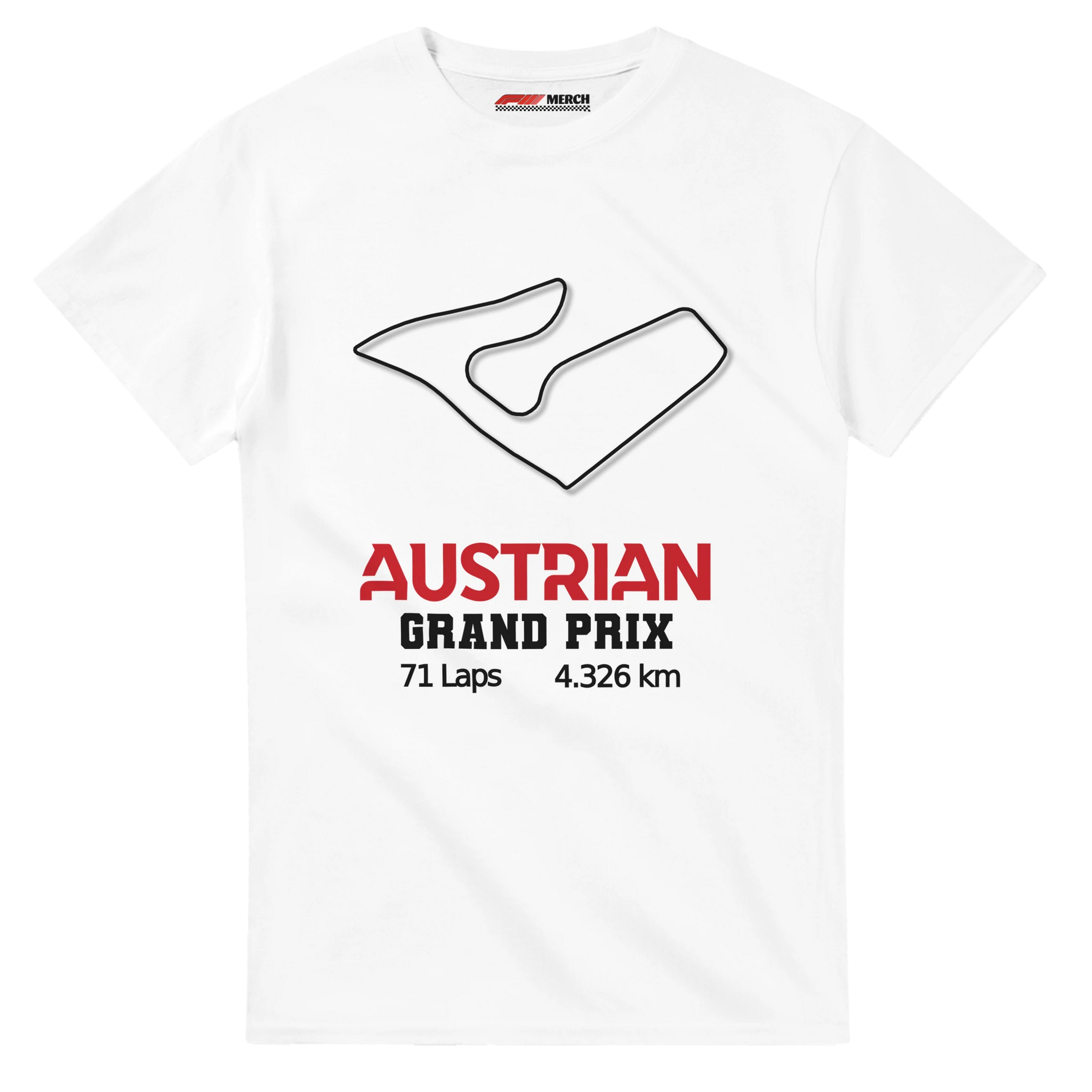 f111 merch white color t-shirt1 with austrian-grand-prix branding.