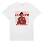 f111 merch white color t-shirt1 with charles-leclerc branding.