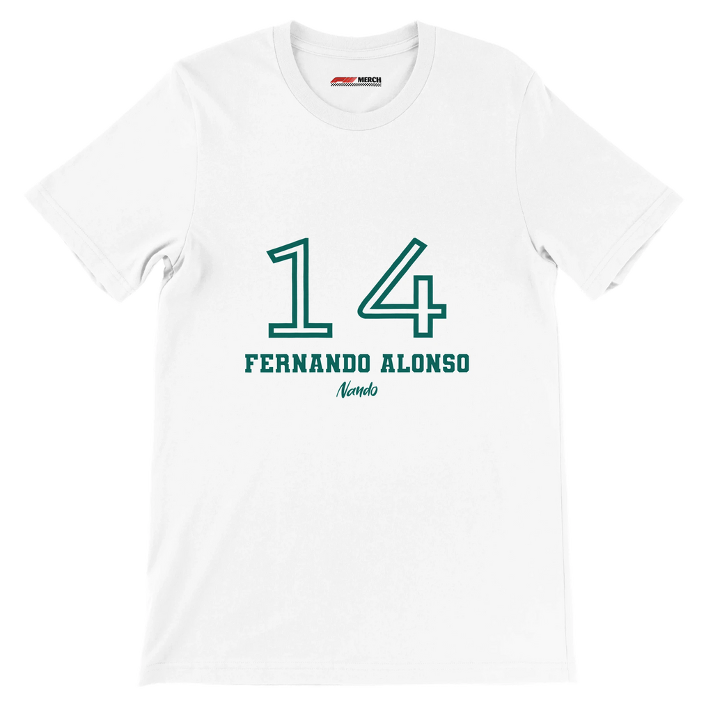 f111 merch white color t-shirt1 with fernando-alonso branding.