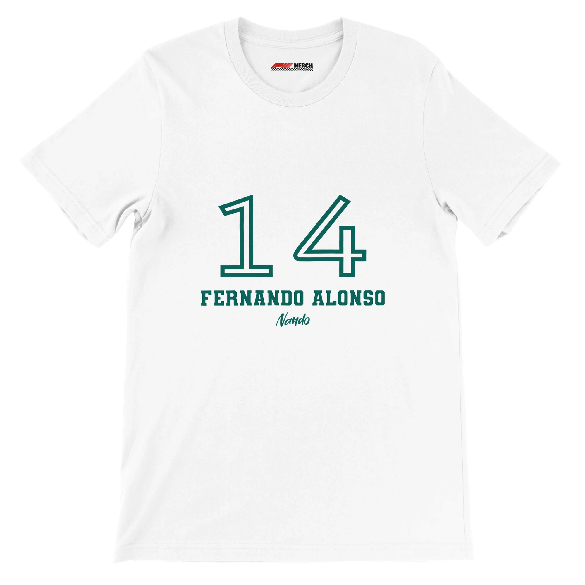 f111 merch white color t-shirt1 with fernando-alonso branding.