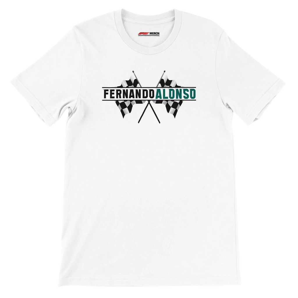 f111 merch white color t-shirt1 with fernando-alonso branding.