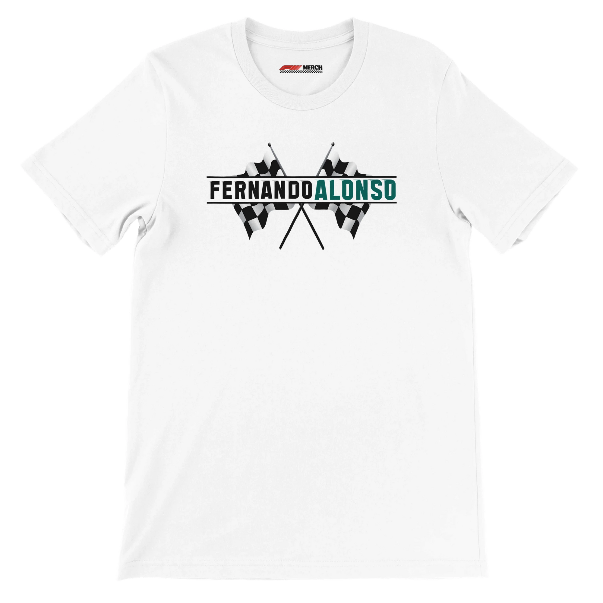 f111 merch white color t-shirt1 with fernando-alonso branding.