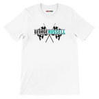 f111 merch white color t-shirt1 with george-russell branding.