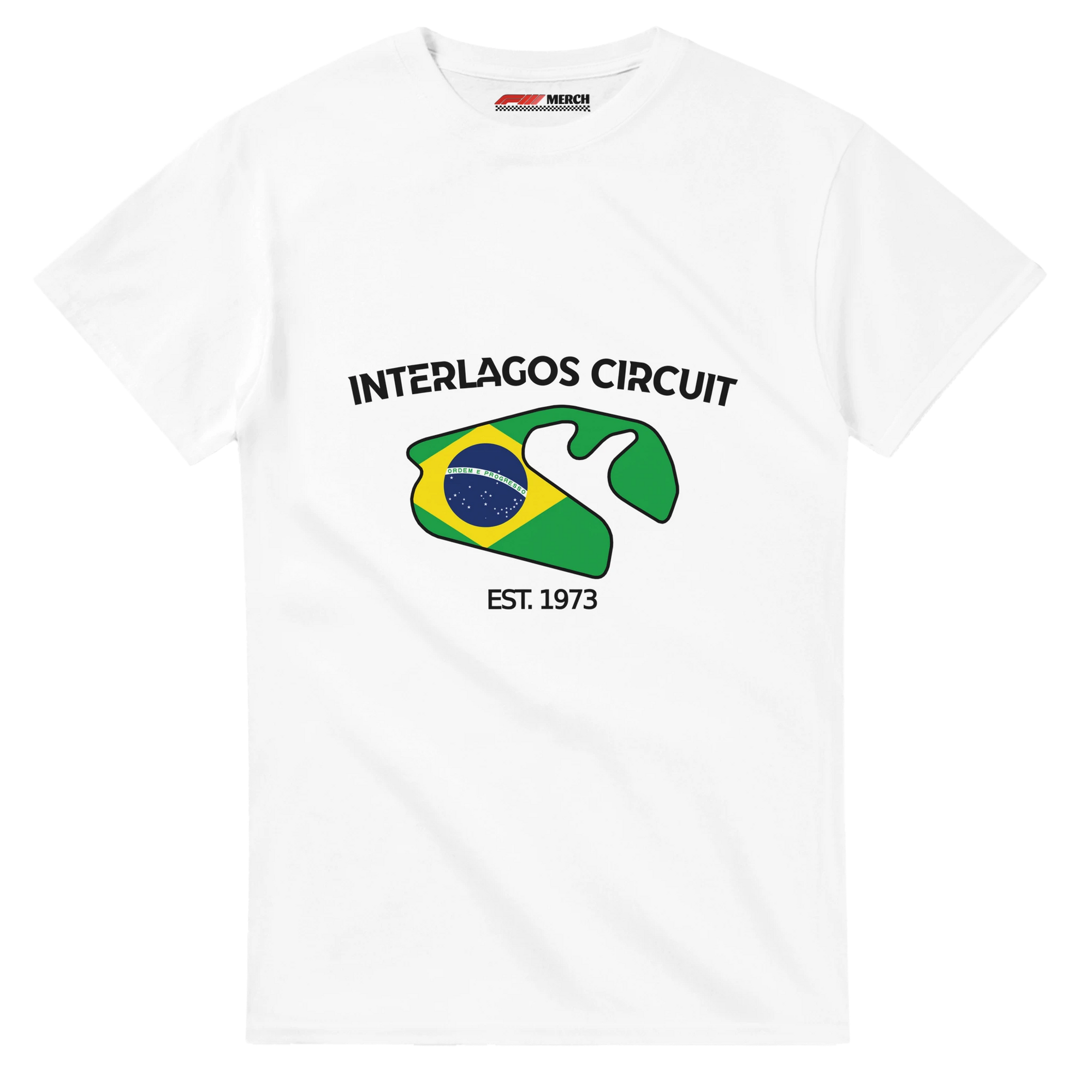 f111 merch white color t-shirt1 with interlagos-circuit branding.
