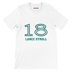f111 merch white color t-shirt1 with lance-stroll branding.