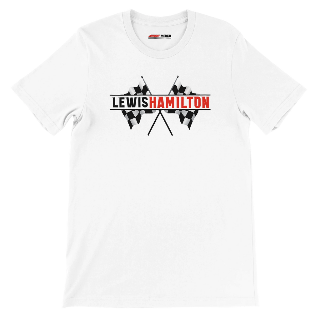 f111 merch white color t-shirt1 with lewis-hamilton branding.