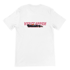 f111 merch white color t-shirt1 with max-verstappen branding.