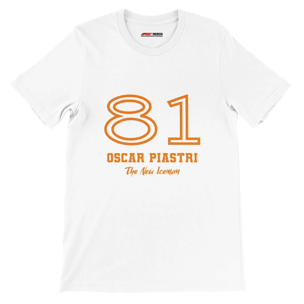 f111 merch white color t-shirt1 with oscar-piastri branding.
