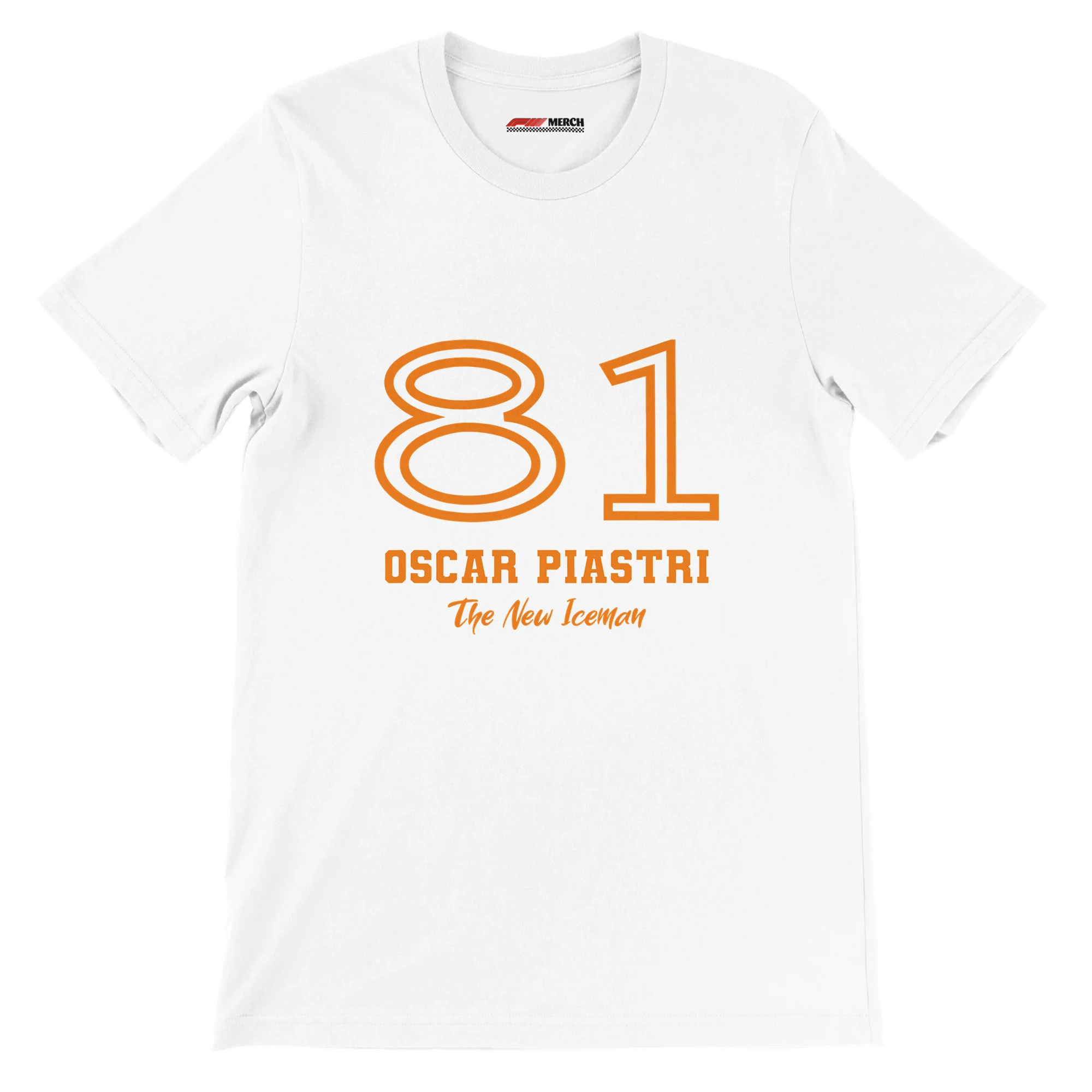 f111 merch white color t-shirt1 with oscar-piastri branding.