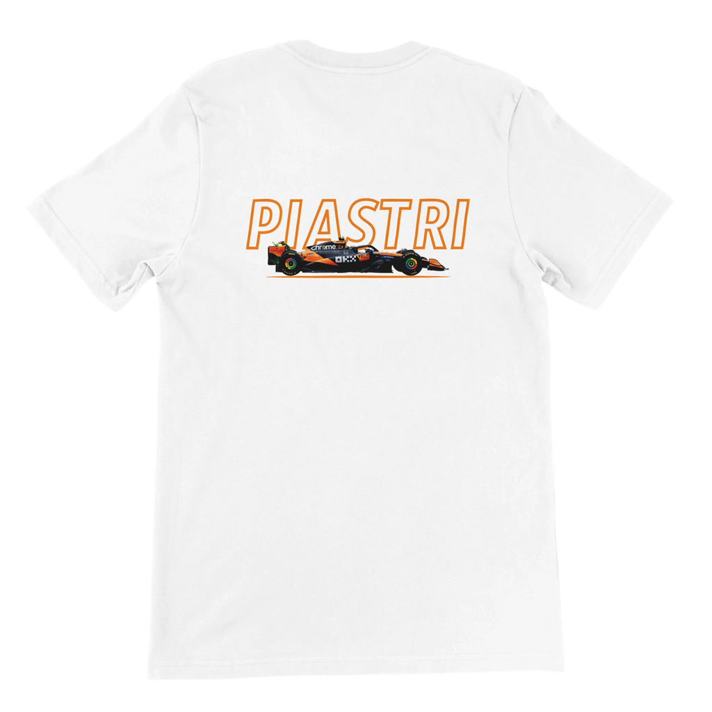 f111 merch white color t-shirt1 with oscar-piastri branding.